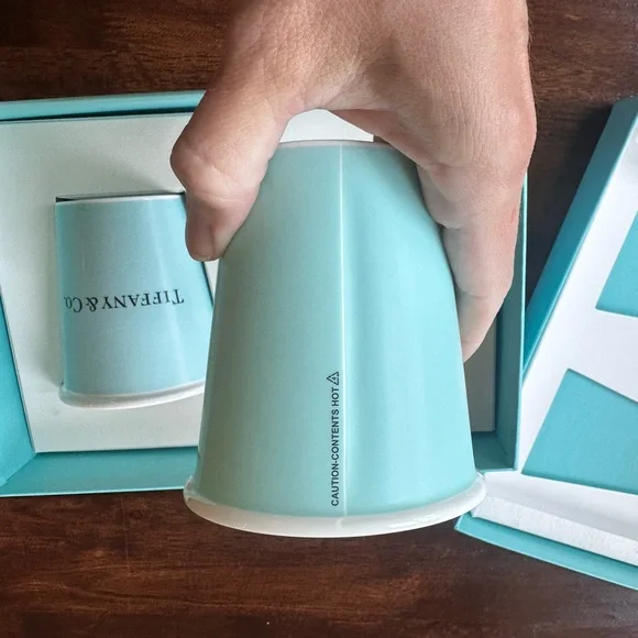 Tiffany & Co. Aqua Fine Bone Coffee Cups - Picture 2 of 6